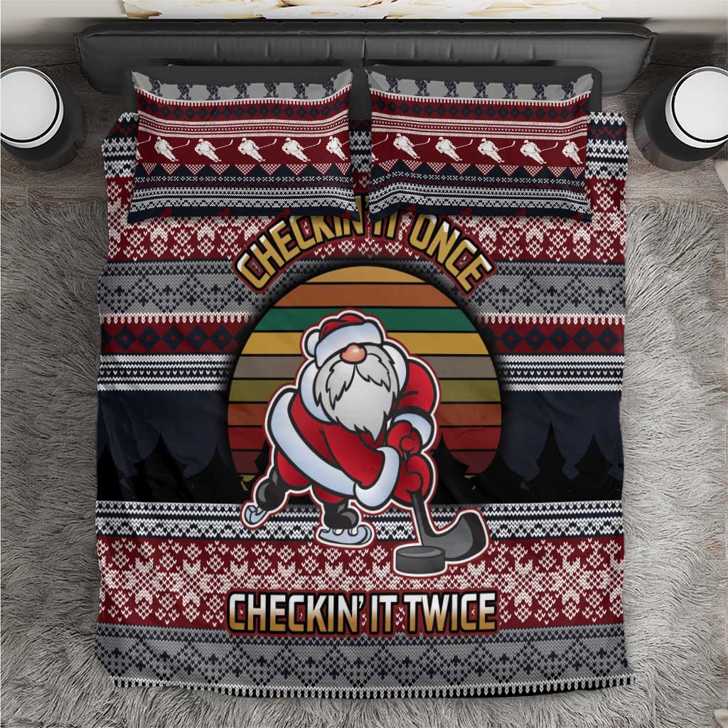 Hockey Checking It Once Checking It Twice Bedding Set Santa Playing Ice Hockey Christmas DT04 - Wonder Print Shop