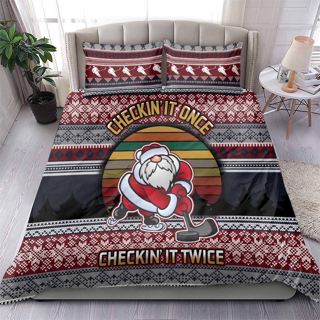 Hockey Checking It Once Checking It Twice Bedding Set Santa Playing Ice Hockey Christmas DT04 - Wonder Print Shop