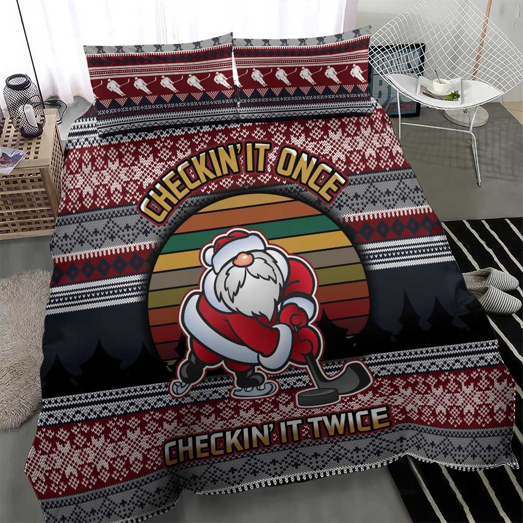 Hockey Checking It Once Checking It Twice Bedding Set Santa Playing Ice Hockey Christmas DT04 - Wonder Print Shop