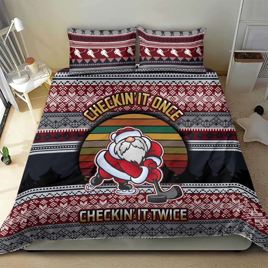 Hockey Checking It Once Checking It Twice Bedding Set Santa Playing Ice Hockey Christmas DT04 - Wonder Print Shop