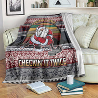 Hockey Checking It Once Checking It Twice Blanket Santa Playing Ice Hockey Christmas