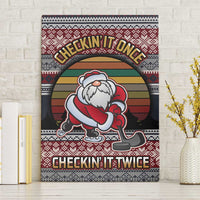 Hockey Checking It Once Checking It Twice Canvas Wall Art Santa Playing Ice Hockey Christmas DT04 - Wonder Print Shop