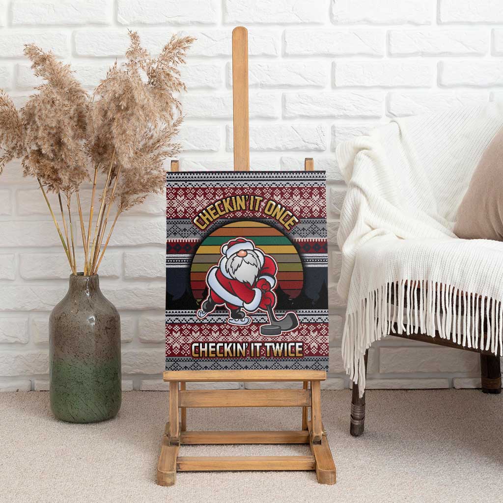 Hockey Checking It Once Checking It Twice Canvas Wall Art Santa Playing Ice Hockey Christmas DT04 - Wonder Print Shop