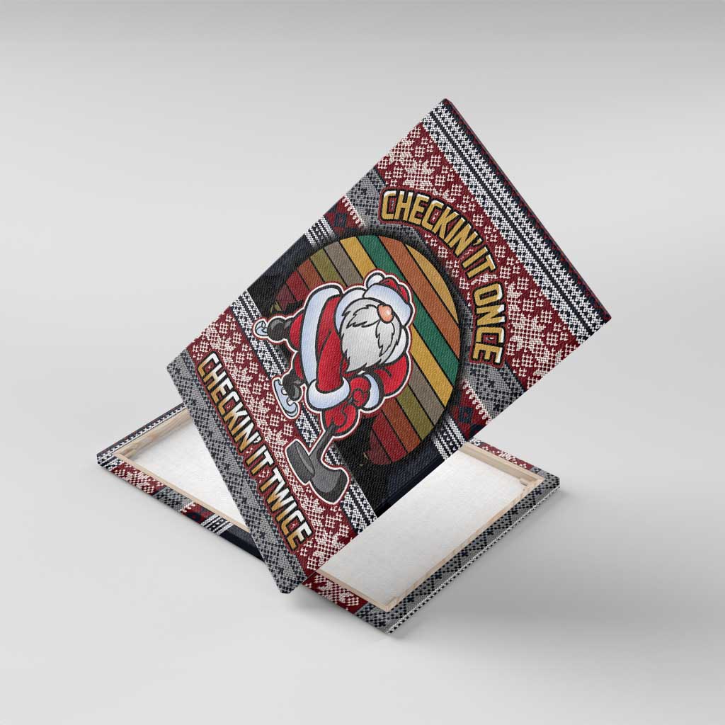 Hockey Checking It Once Checking It Twice Canvas Wall Art Santa Playing Ice Hockey Christmas DT04 - Wonder Print Shop