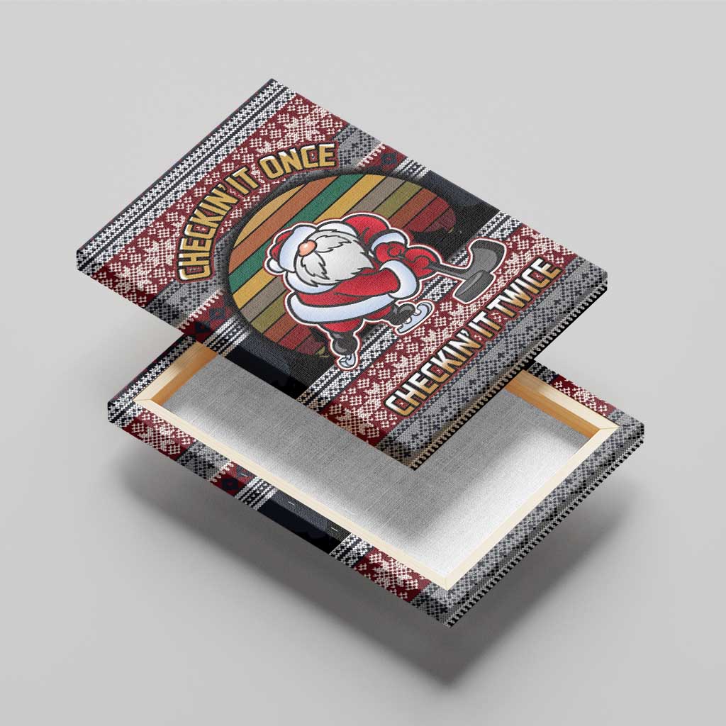 Hockey Checking It Once Checking It Twice Canvas Wall Art Santa Playing Ice Hockey Christmas DT04 - Wonder Print Shop