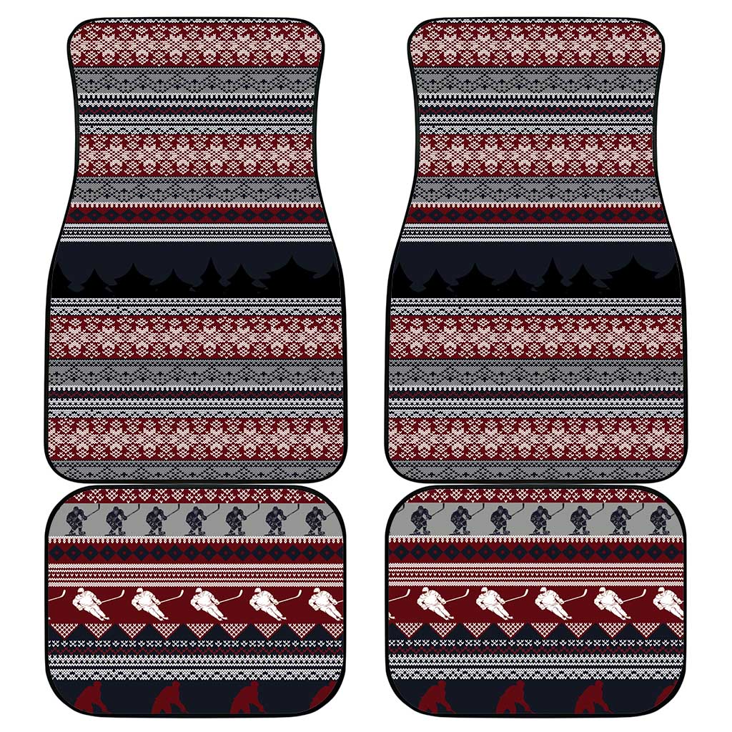 Hockey Checking It Once Checking It Twice Car Mats Santa Playing Ice Hockey Christmas DT04 - Wonder Print Shop