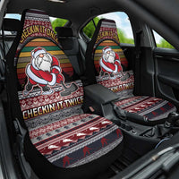 Hockey Checking It Once Checking It Twice Car Seat Cover Santa Playing Ice Hockey Christmas DT04 - Wonder Print Shop