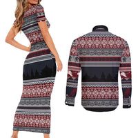 Hockey Checking It Once Checking It Twice Couples Matching Short Sleeve Bodycon Dress and Long Sleeve Button Shirt Santa Playing Ice Hockey Christmas DT04 - Wonder Print Shop