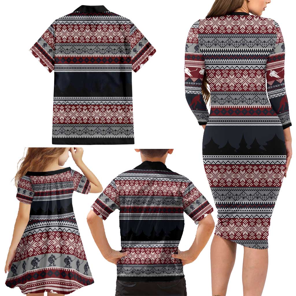 Hockey Checking It Once Checking It Twice Family Matching Long Sleeve Bodycon Dress and Hawaiian Shirt Santa Playing Ice Hockey Christmas DT04 - Wonder Print Shop