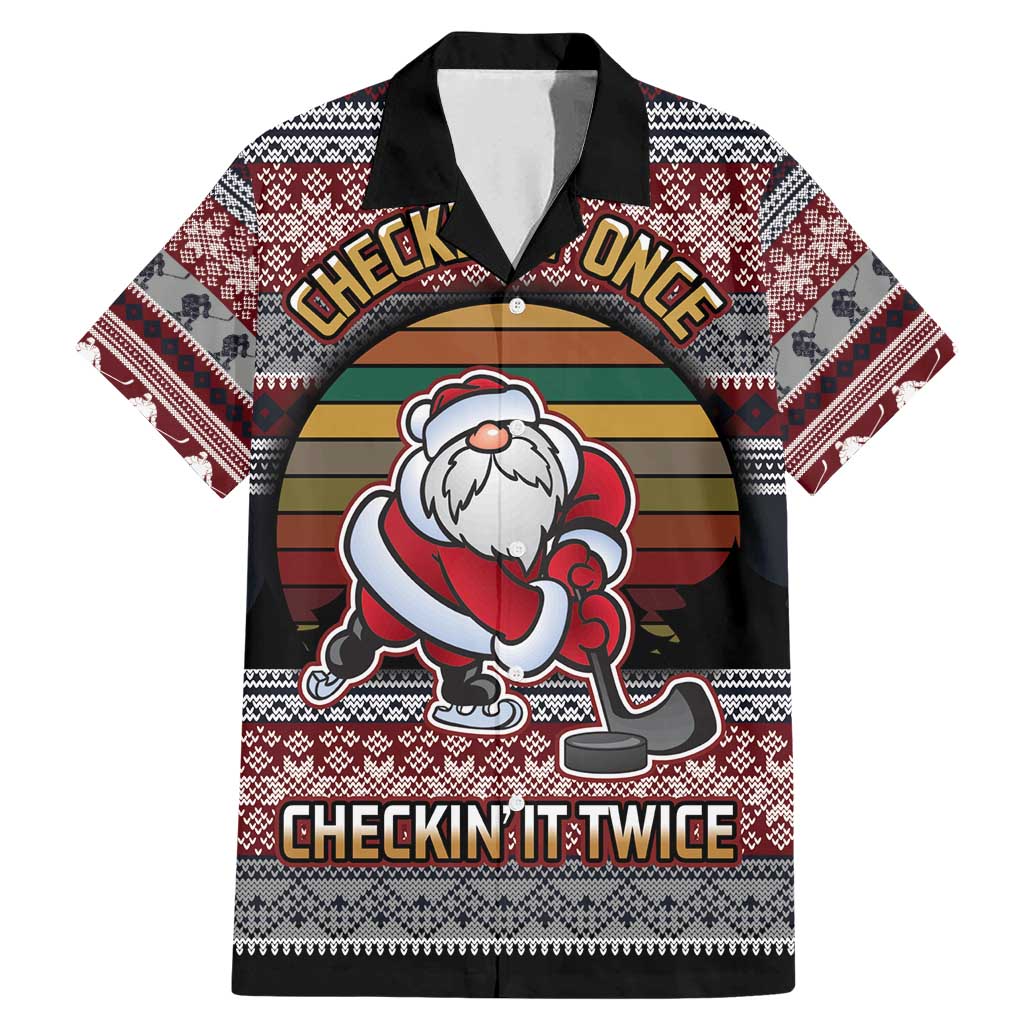 Hockey Checking It Once Checking It Twice Family Matching Mermaid Dress and Hawaiian Shirt Santa Playing Ice Hockey Christmas DT04 - Wonder Print Shop