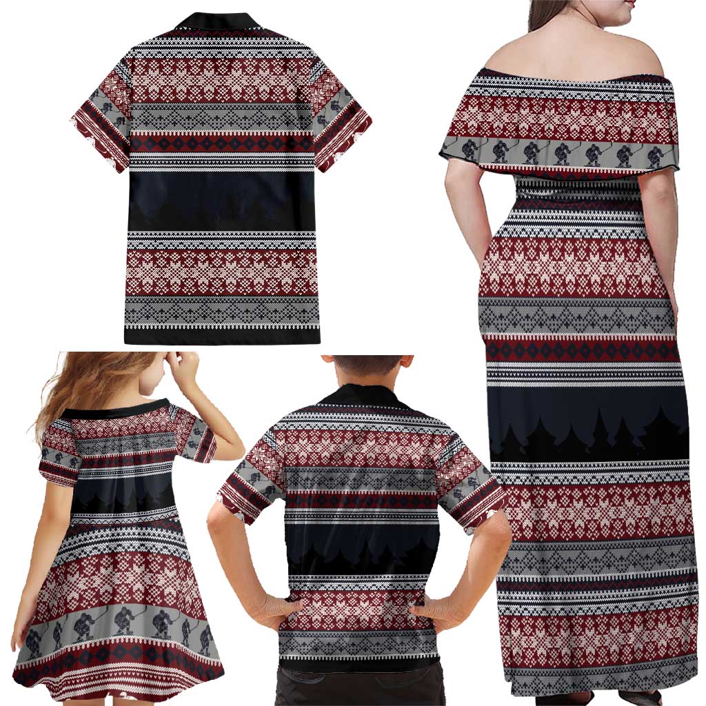 Hockey Checking It Once Checking It Twice Family Matching Off Shoulder Maxi Dress and Hawaiian Shirt Santa Playing Ice Hockey Christmas DT04 - Wonder Print Shop