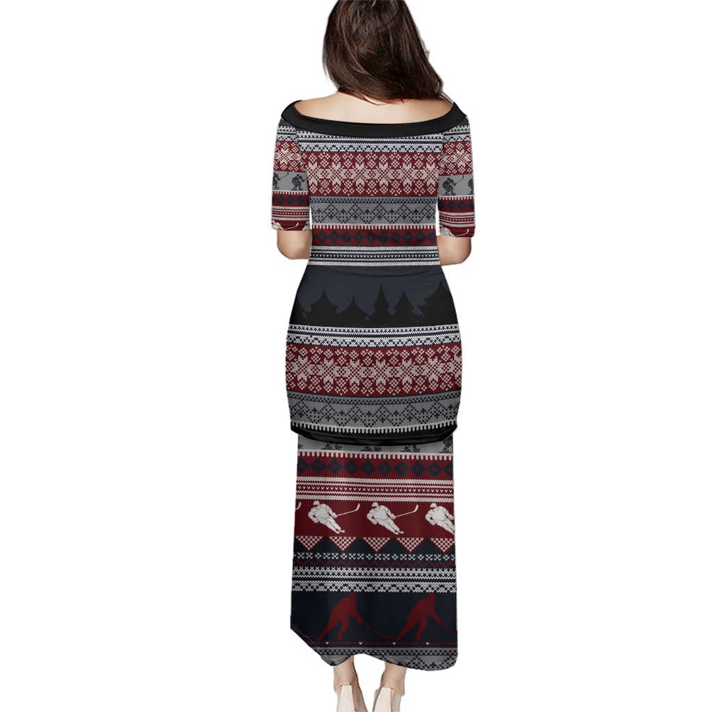 Hockey Checking It Once Checking It Twice Family Matching Puletasi and Hawaiian Shirt Santa Playing Ice Hockey Christmas DT04 - Wonder Print Shop