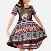 Hockey Checking It Once Checking It Twice Family Matching Short Sleeve Bodycon Dress and Hawaiian Shirt Santa Playing Ice Hockey Christmas DT04 - Wonder Print Shop