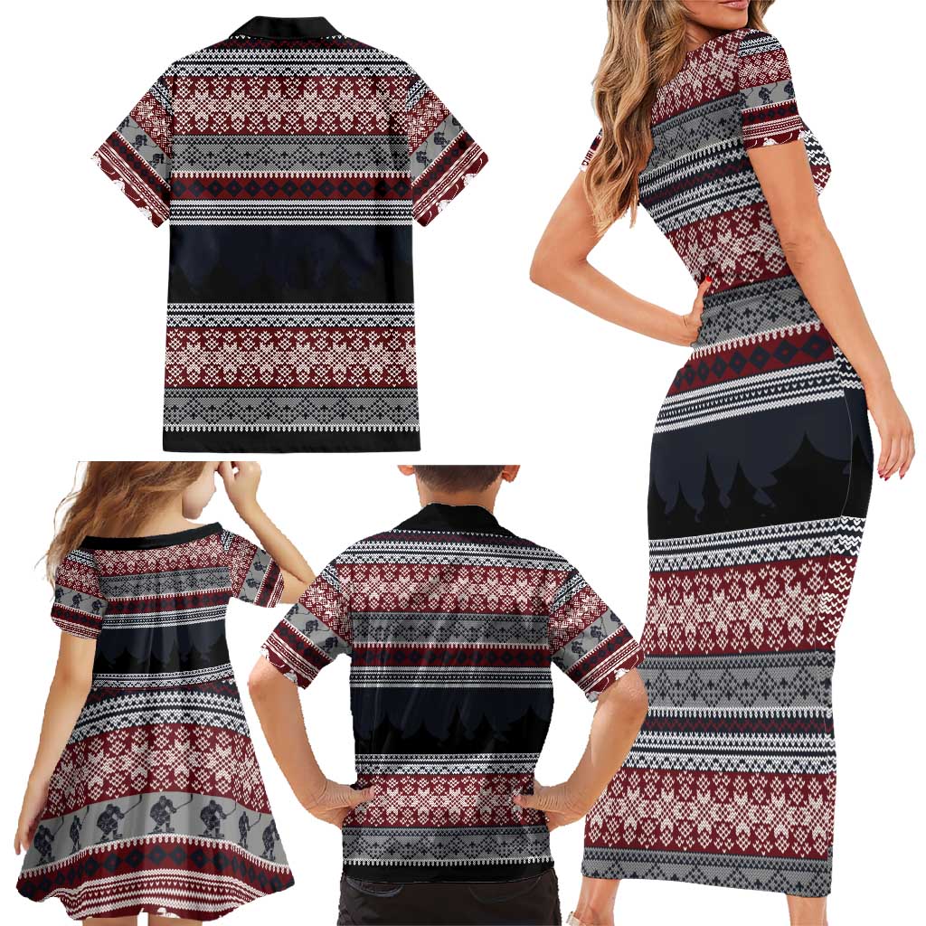 Hockey Checking It Once Checking It Twice Family Matching Short Sleeve Bodycon Dress and Hawaiian Shirt Santa Playing Ice Hockey Christmas DT04 - Wonder Print Shop