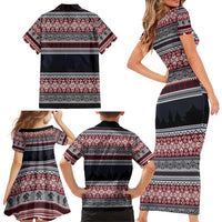 Hockey Checking It Once Checking It Twice Family Matching Short Sleeve Bodycon Dress and Hawaiian Shirt Santa Playing Ice Hockey Christmas DT04 - Wonder Print Shop
