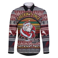 Hockey Checking It Once Checking It Twice Family Matching Short Sleeve Bodycon Dress and Hawaiian Shirt Santa Playing Ice Hockey Christmas DT04 - Wonder Print Shop