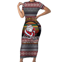 Hockey Checking It Once Checking It Twice Family Matching Short Sleeve Bodycon Dress and Hawaiian Shirt Santa Playing Ice Hockey Christmas DT04 - Wonder Print Shop