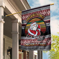 Hockey Checking It Once Checking It Twice Garden Flag Santa Playing Ice Hockey Christmas DT04 - Wonder Print Shop
