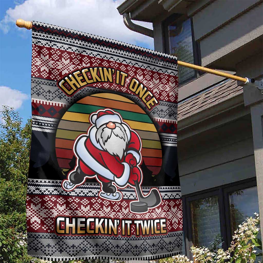 Hockey Checking It Once Checking It Twice Garden Flag Santa Playing Ice Hockey Christmas DT04 - Wonder Print Shop