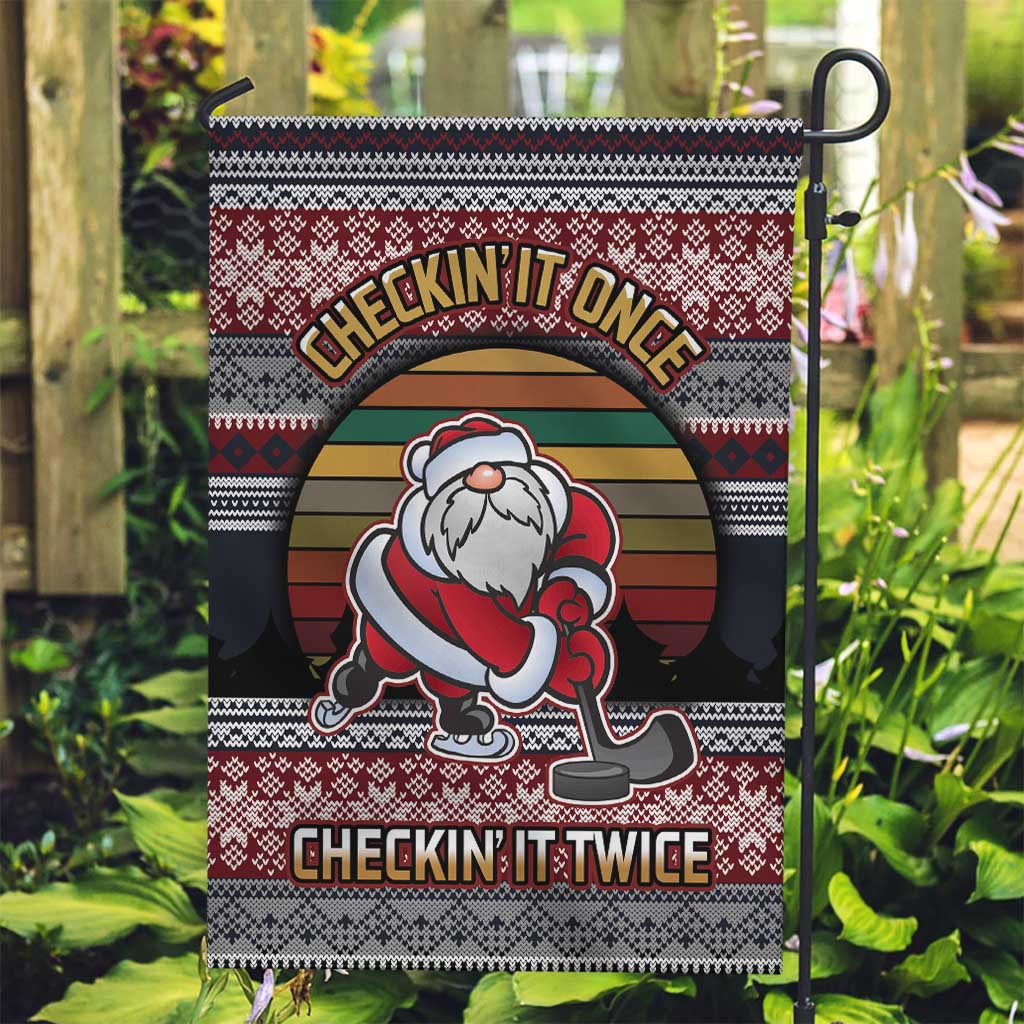 Hockey Checking It Once Checking It Twice Garden Flag Santa Playing Ice Hockey Christmas DT04 - Wonder Print Shop
