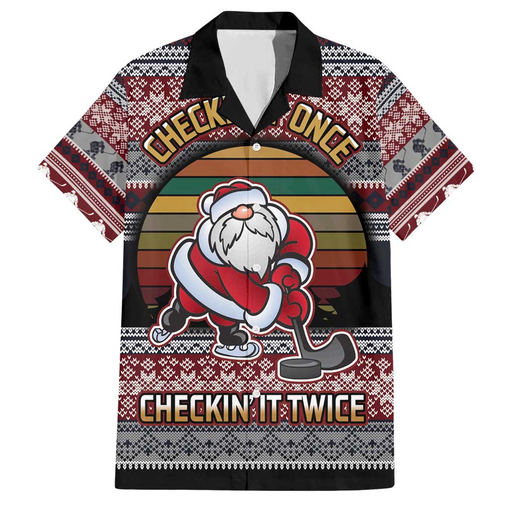 Hockey Checking It Once Checking It Twice Hawaiian Shirt Santa Playing Ice Hockey Christmas DT04 - Wonder Print Shop