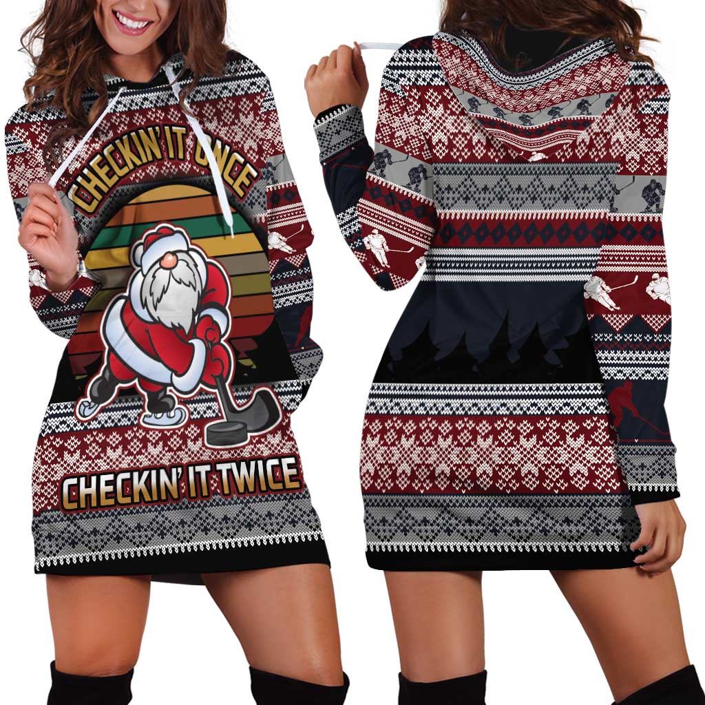 Hockey Checking It Once Checking It Twice Hoodie Dress Santa Playing Ice Hockey Christmas DT04 - Wonder Print Shop