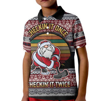 Hockey Checking It Once Checking It Twice Kid Polo Shirt Santa Playing Ice Hockey Christmas DT04 - Wonder Print Shop