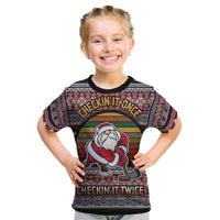 Hockey Checking It Once Checking It Twice Kid T Shirt Santa Playing Ice Hockey Christmas DT04 - Wonder Print Shop
