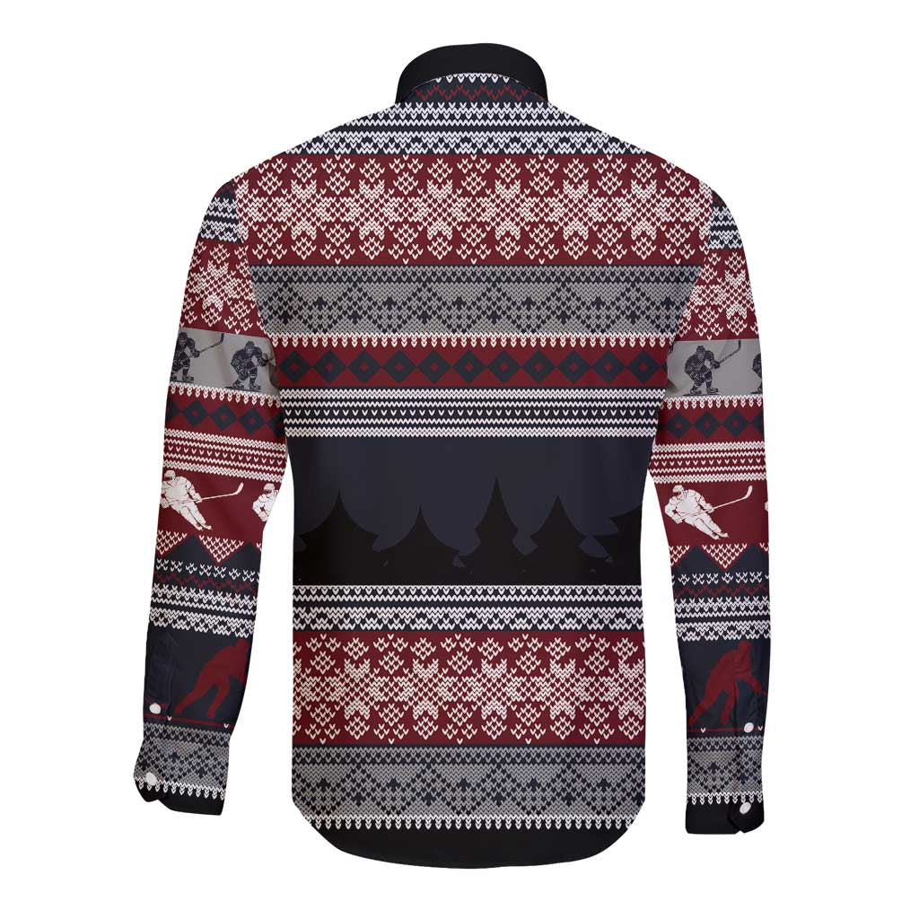 Hockey Checking It Once Checking It Twice Long Sleeve Button Shirt Santa Playing Ice Hockey Christmas DT04 - Wonder Print Shop