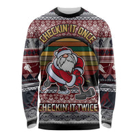 Hockey Checking It Once Checking It Twice Long Sleeve Shirt Santa Playing Ice Hockey Christmas DT04 - Wonder Print Shop