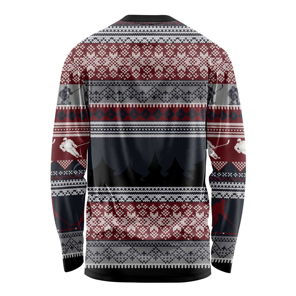 Hockey Checking It Once Checking It Twice Long Sleeve Shirt Santa Playing Ice Hockey Christmas DT04 - Wonder Print Shop