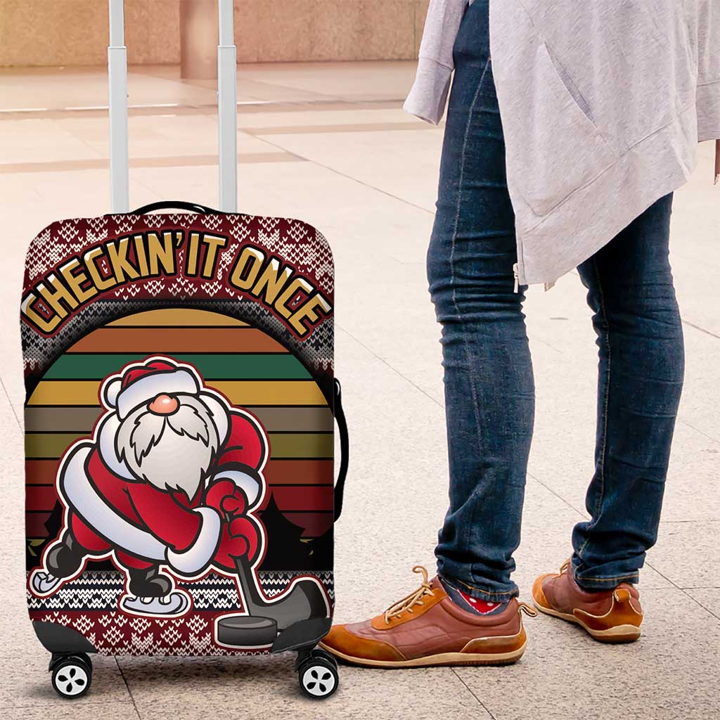 Hockey Checking It Once Checking It Twice Luggage Cover Santa Playing Ice Hockey Christmas DT04 - Wonder Print Shop