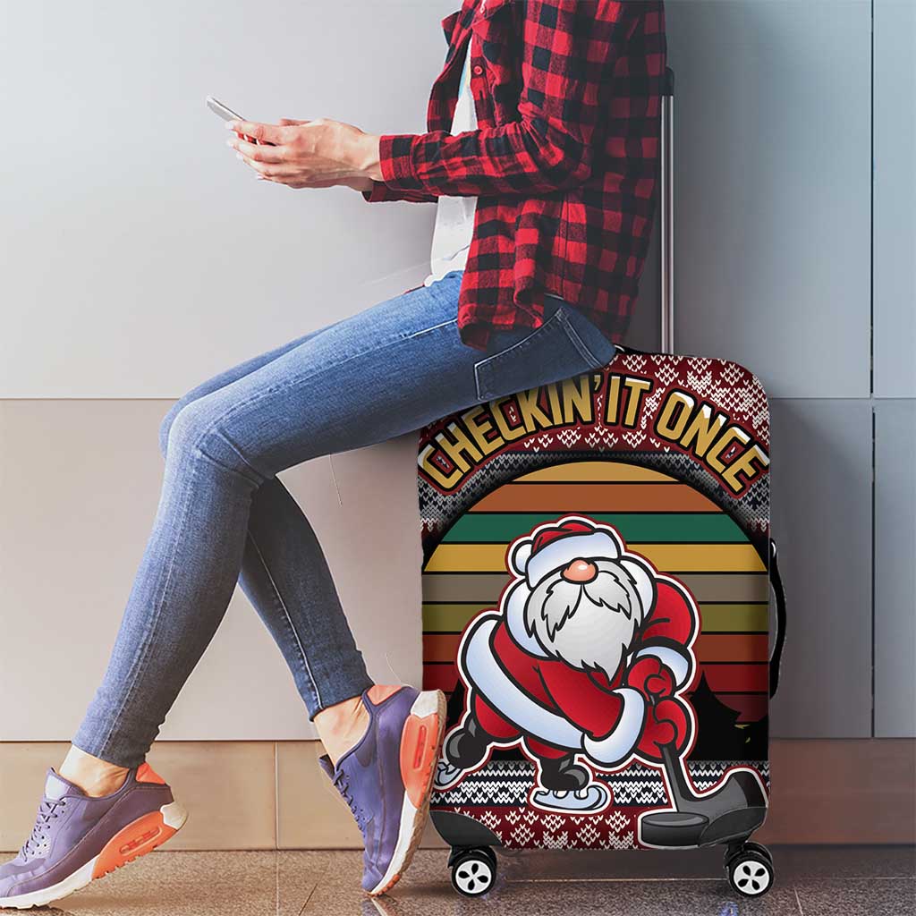 Hockey Checking It Once Checking It Twice Luggage Cover Santa Playing Ice Hockey Christmas DT04 - Wonder Print Shop