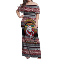 Hockey Checking It Once Checking It Twice Off Shoulder Maxi Dress Santa Playing Ice Hockey Christmas DT04 - Wonder Print Shop