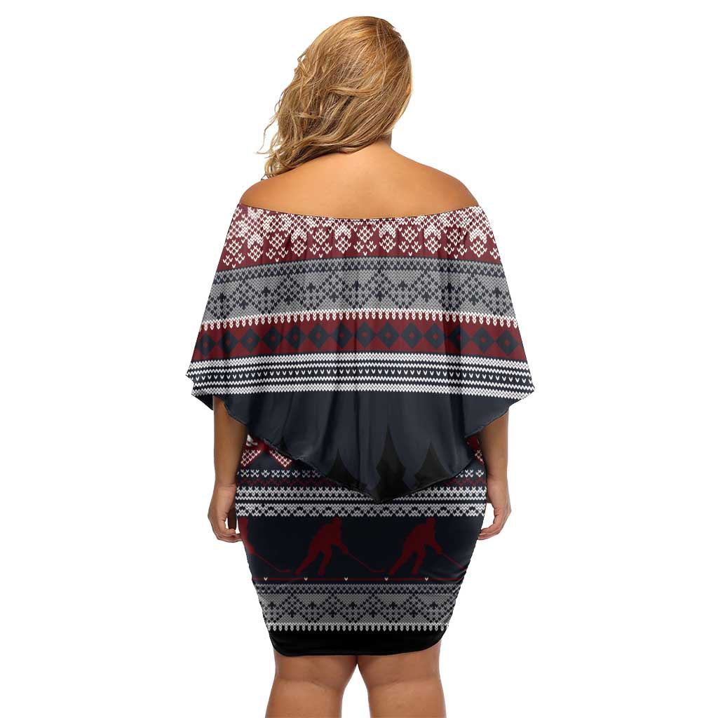 Hockey Checking It Once Checking It Twice Off Shoulder Short Dress Santa Playing Ice Hockey Christmas DT04 - Wonder Print Shop