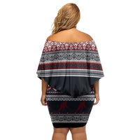 Hockey Checking It Once Checking It Twice Off Shoulder Short Dress Santa Playing Ice Hockey Christmas DT04 - Wonder Print Shop