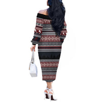 Hockey Checking It Once Checking It Twice Off The Shoulder Long Sleeve Dress Santa Playing Ice Hockey Christmas DT04 - Wonder Print Shop