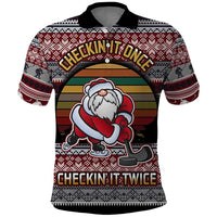 Hockey Checking It Once Checking It Twice Polo Shirt Santa Playing Ice Hockey Christmas DT04 - Wonder Print Shop