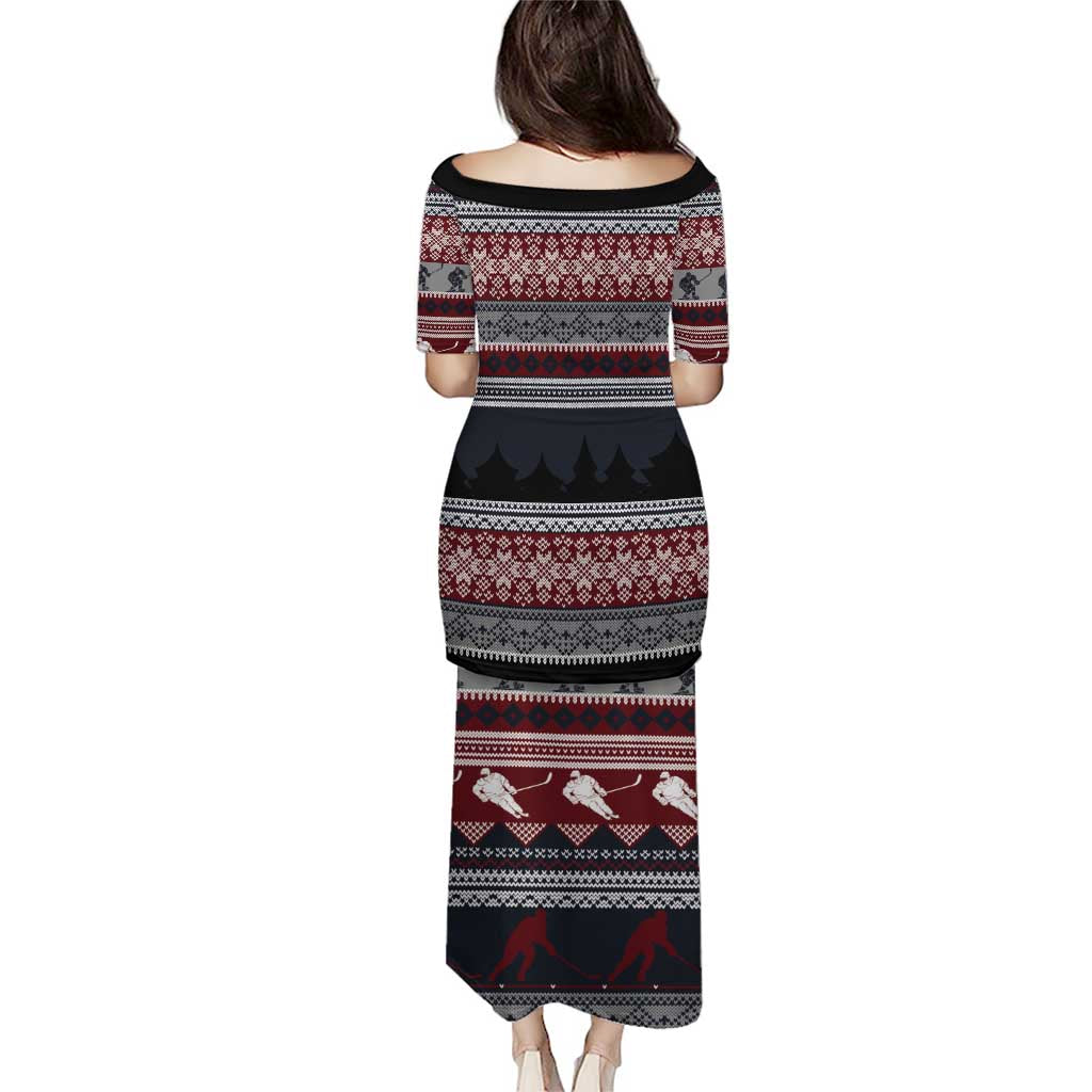 Hockey Checking It Once Checking It Twice Puletasi Santa Playing Ice Hockey Christmas DT04 - Wonder Print Shop