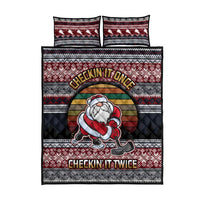 Hockey Checking It Once Checking It Twice Quilt Bed Set Santa Playing Ice Hockey Christmas DT04 - Wonder Print Shop