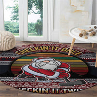 Hockey Checking It Once Checking It Twice Round Carpet Santa Playing Ice Hockey Christmas