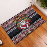 Hockey Checking It Once Checking It Twice Rubber Doormat Santa Playing Ice Hockey Christmas DT04 - Wonder Print Shop
