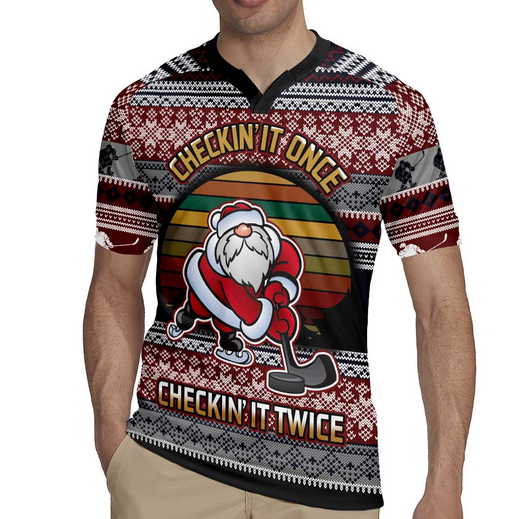 Hockey Checking It Once Checking It Twice Rugby Jersey Santa Playing Ice Hockey Christmas DT04 - Wonder Print Shop