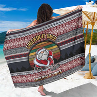 Hockey Checking It Once Checking It Twice Sarong Santa Playing Ice Hockey Christmas DT04 - Wonder Print Shop