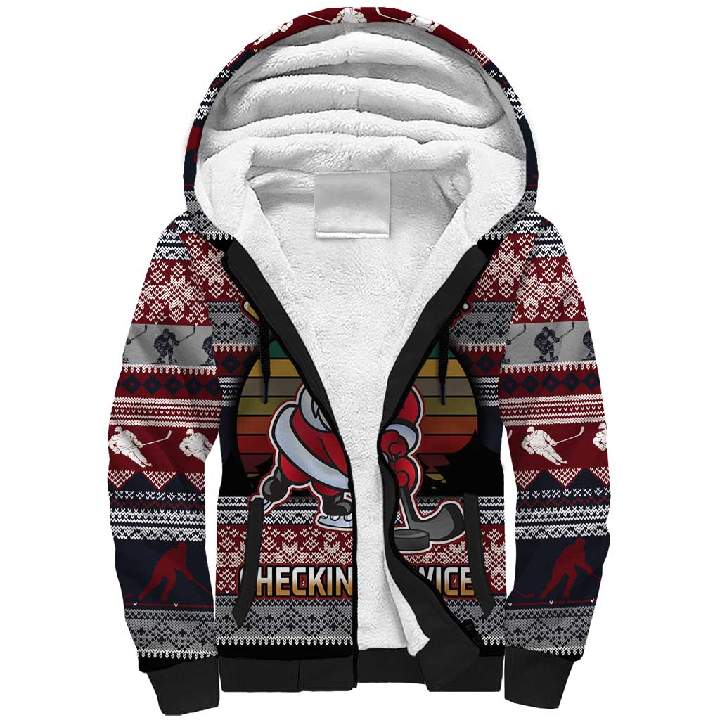 Hockey Checking It Once Checking It Twice Sherpa Hoodie Santa Playing Ice Hockey Christmas DT04 - Wonder Print Shop
