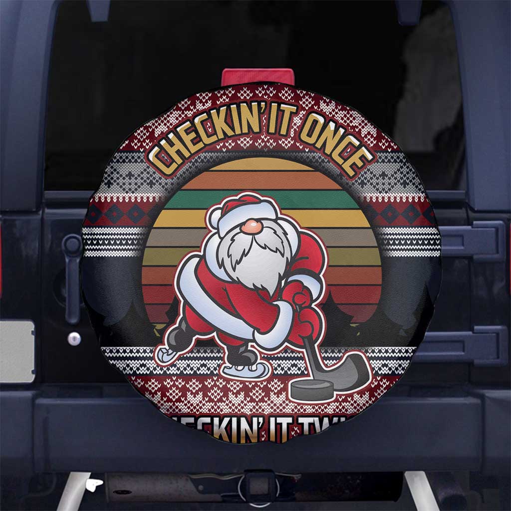 Hockey Checking It Once Checking It Twice Spare Tire Cover Santa Playing Ice Hockey Christmas DT04 - Wonder Print Shop