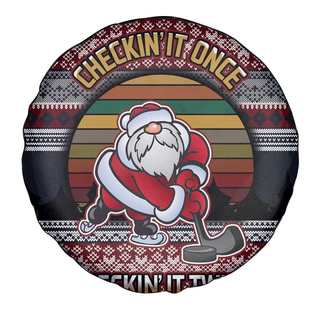 Hockey Checking It Once Checking It Twice Spare Tire Cover Santa Playing Ice Hockey Christmas DT04 - Wonder Print Shop