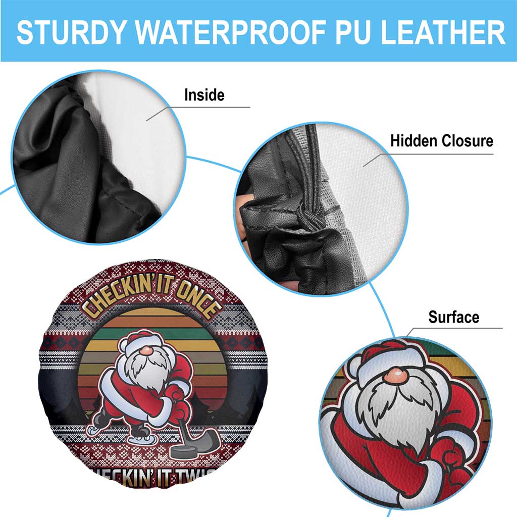 Hockey Checking It Once Checking It Twice Spare Tire Cover Santa Playing Ice Hockey Christmas DT04 - Wonder Print Shop