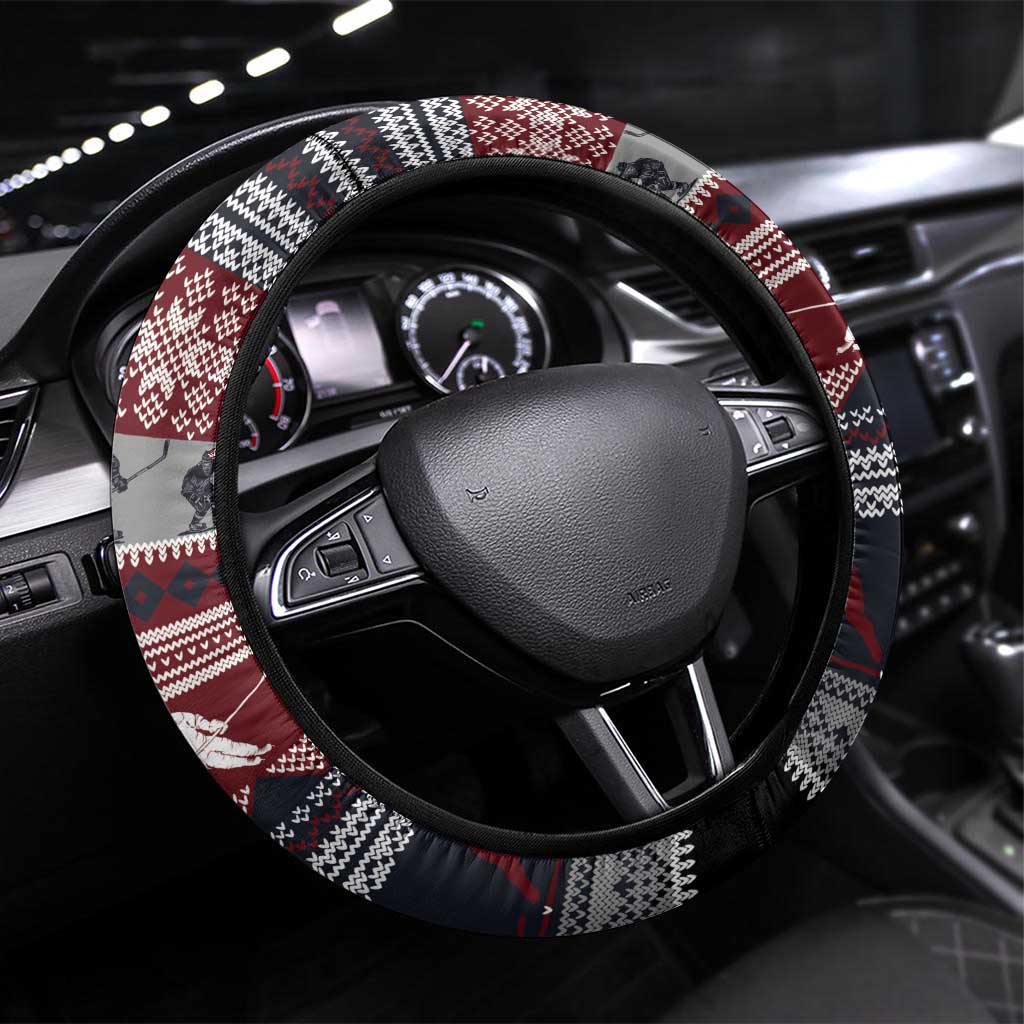Hockey Checking It Once Checking It Twice Steering Wheel Cover Santa Playing Ice Hockey Christmas DT04 - Wonder Print Shop