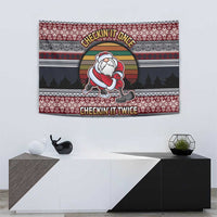 Hockey Checking It Once Checking It Twice Tapestry Santa Playing Ice Hockey Christmas DT04 - Wonder Print Shop